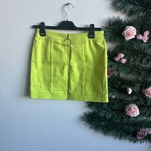 Vibrant Lime Mini Skirt - No one cares